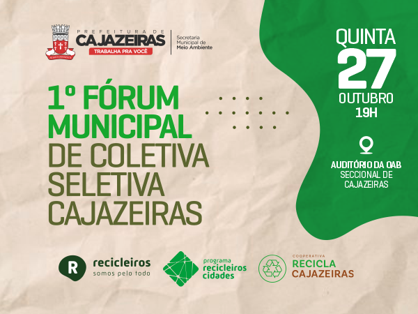 Cajazeiras terá 1º Fórum Municipal de Coleta Seletiva, nesta quinta-feira, 27